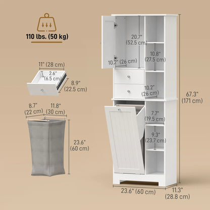 67" Tall Bathroom Storage Cabinet, Slim, White Freestanding Bathroom Cabinets at Gallery Canada