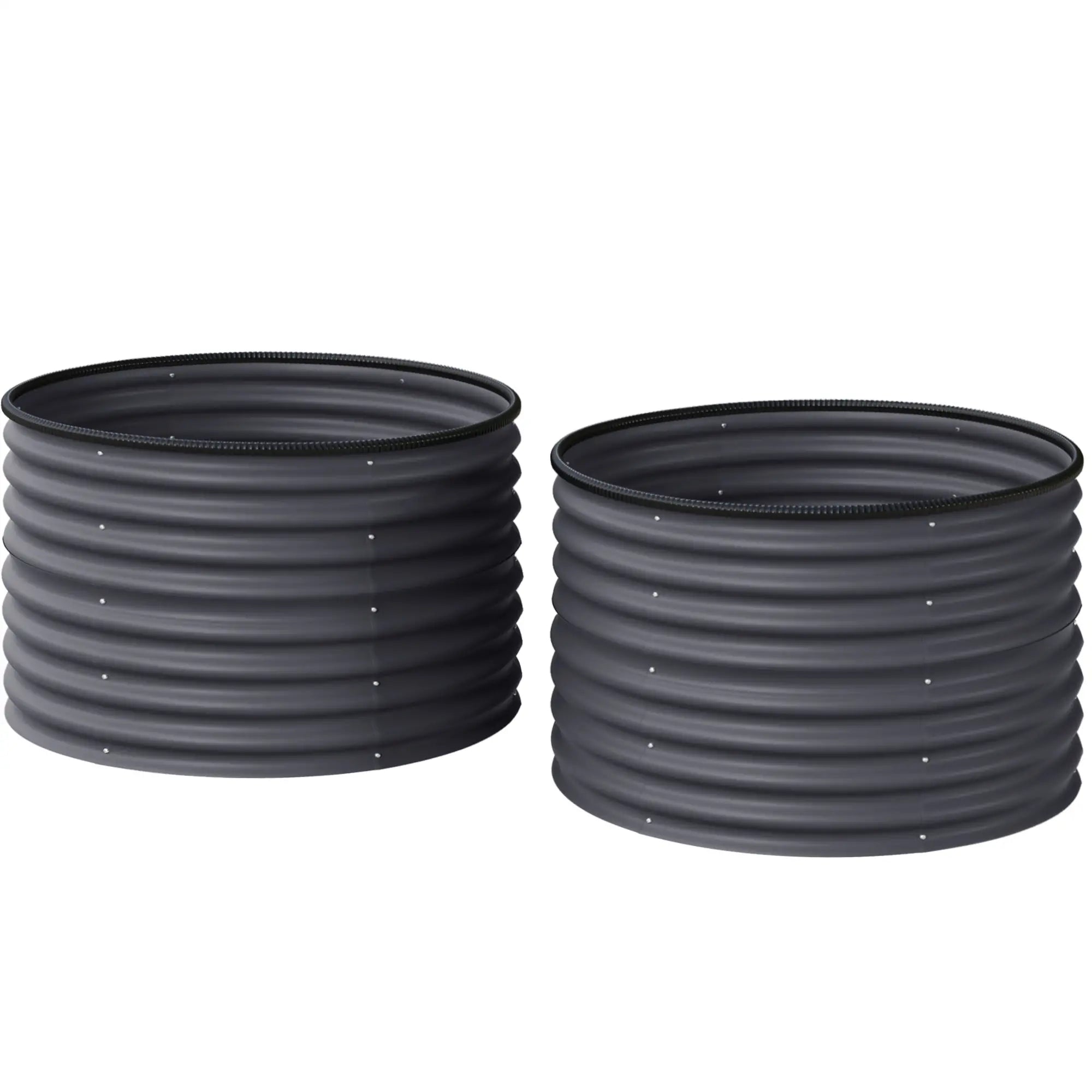 Set of 2 Raised Garden Beds, Metal Planter Box, Dark Grey Galvanized Planter Boxes Dark Grey at Gallery Canada