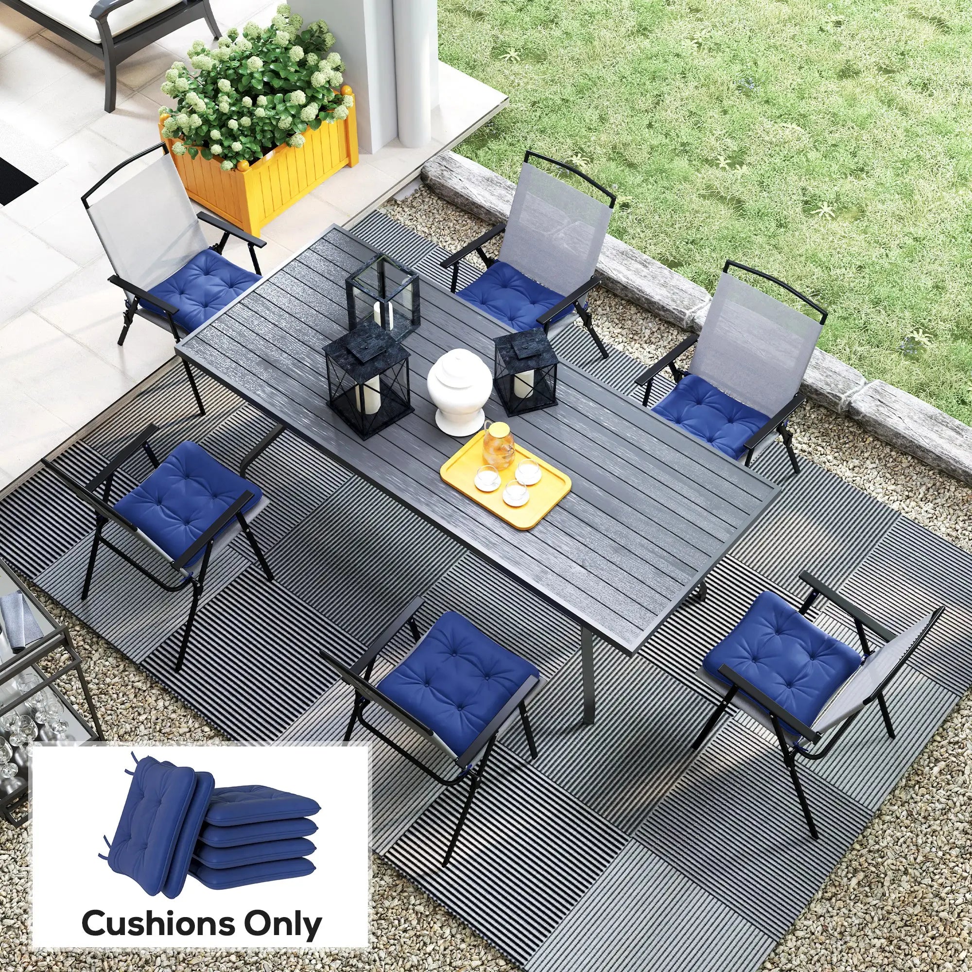 6-Piece Outdoor Patio Chair Cushions, Button Tufted, Dark Blue Patio Chair Cushions at Gallery Canada