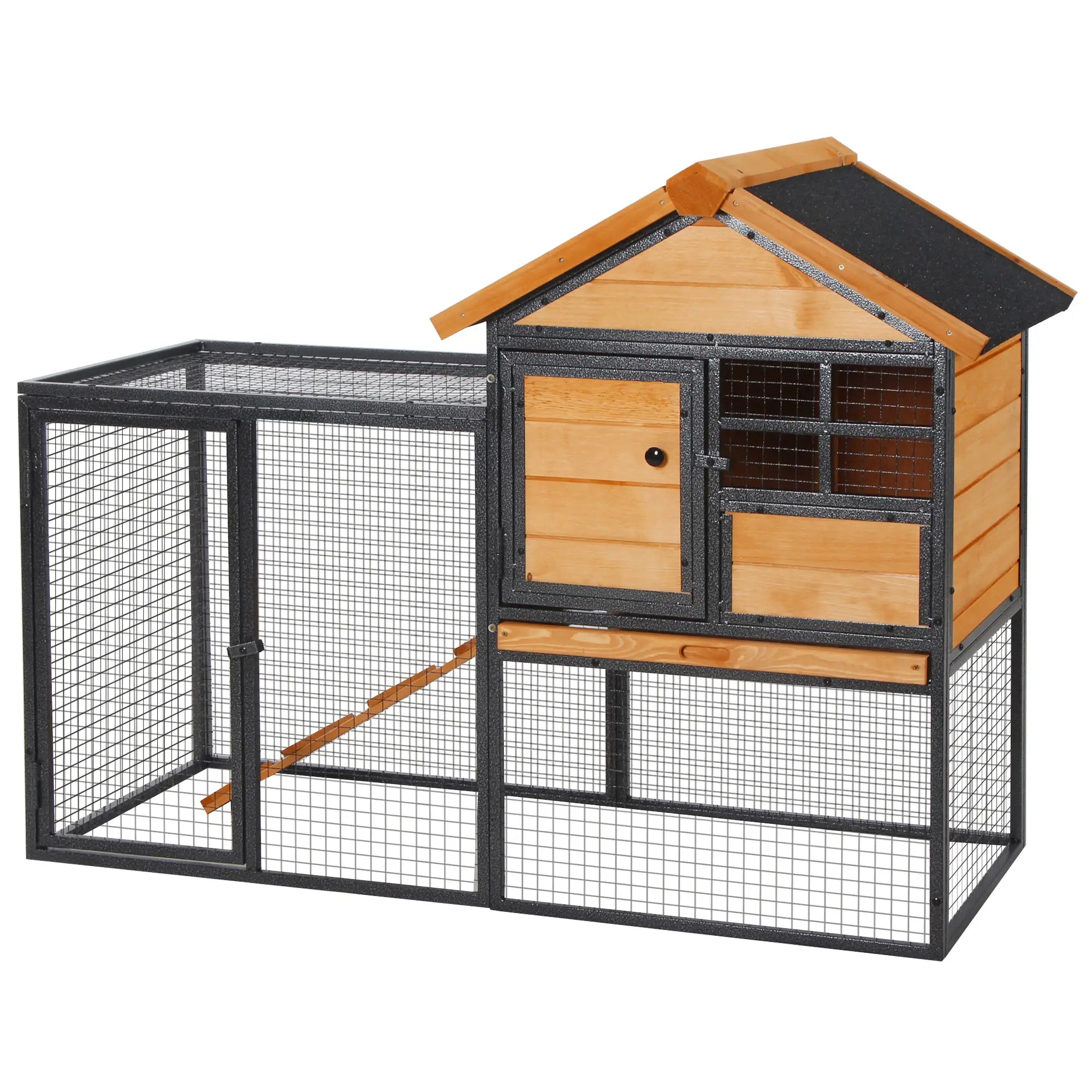 Large Rabbit Hutch, Bunny Cage Pet House, Slide-Out Tray, Lockable Door, Water-Resistant Roof, 48