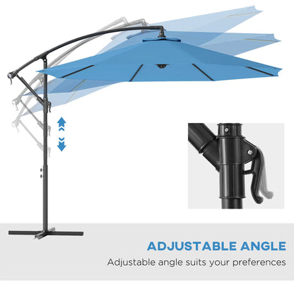 10' Blue Deluxe Patio Umbrella, Offset Sunshade With Crank, Blue Offset Cantilever Umbrellas at Gallery Canada