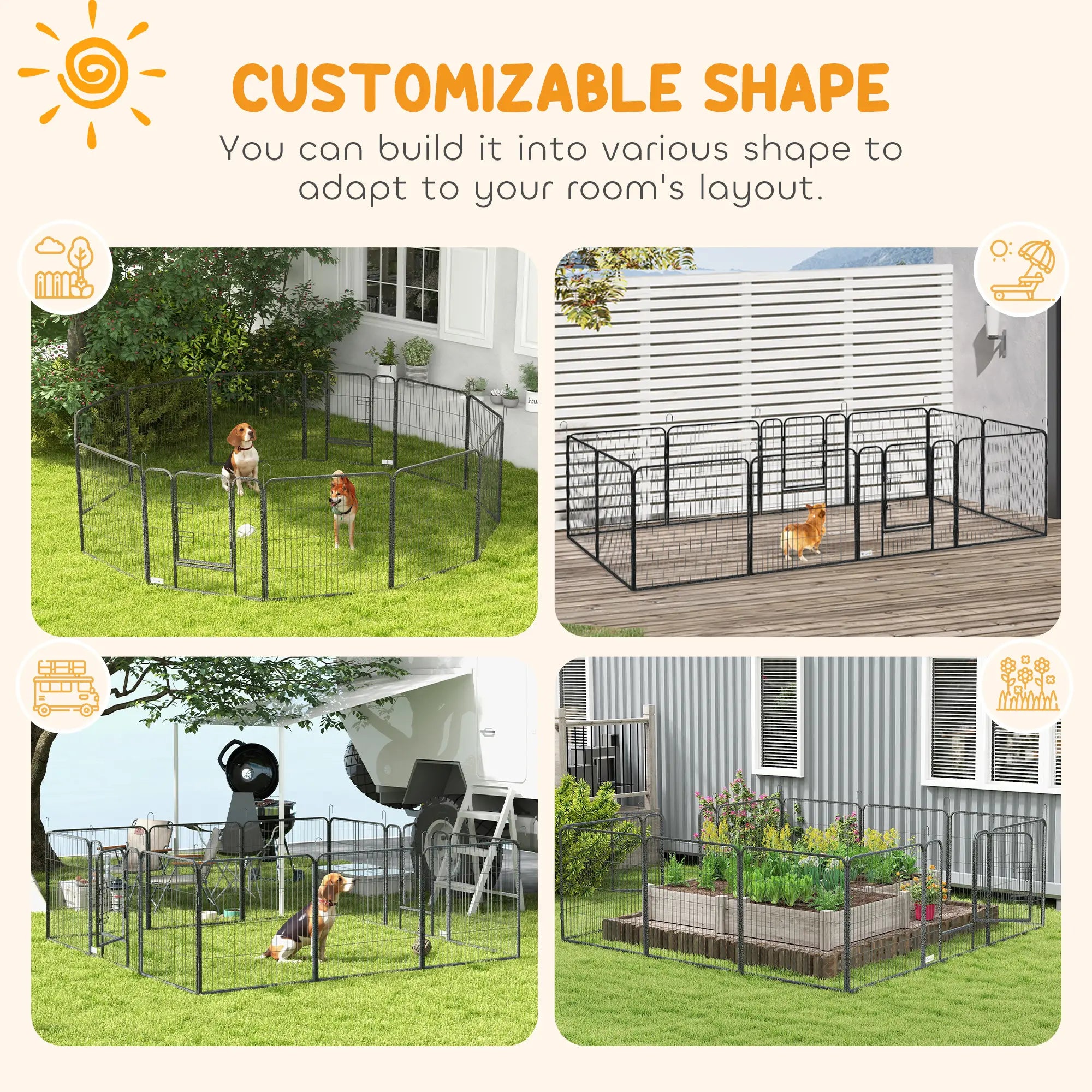 Dog Playpen with Gate, 12 Panels, 31.5