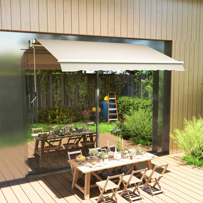 9' x 8' Outdoor Sunshade Canopy, Retractable Awning Fabric, Beige Awning Fabric Replacement at Gallery Canada