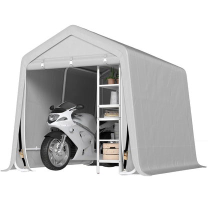 9.2' x 7.9' Garden Storage Tent, Metal Frame, Double Zipper Doors, Light Grey Portable Shed at Gallery Canada