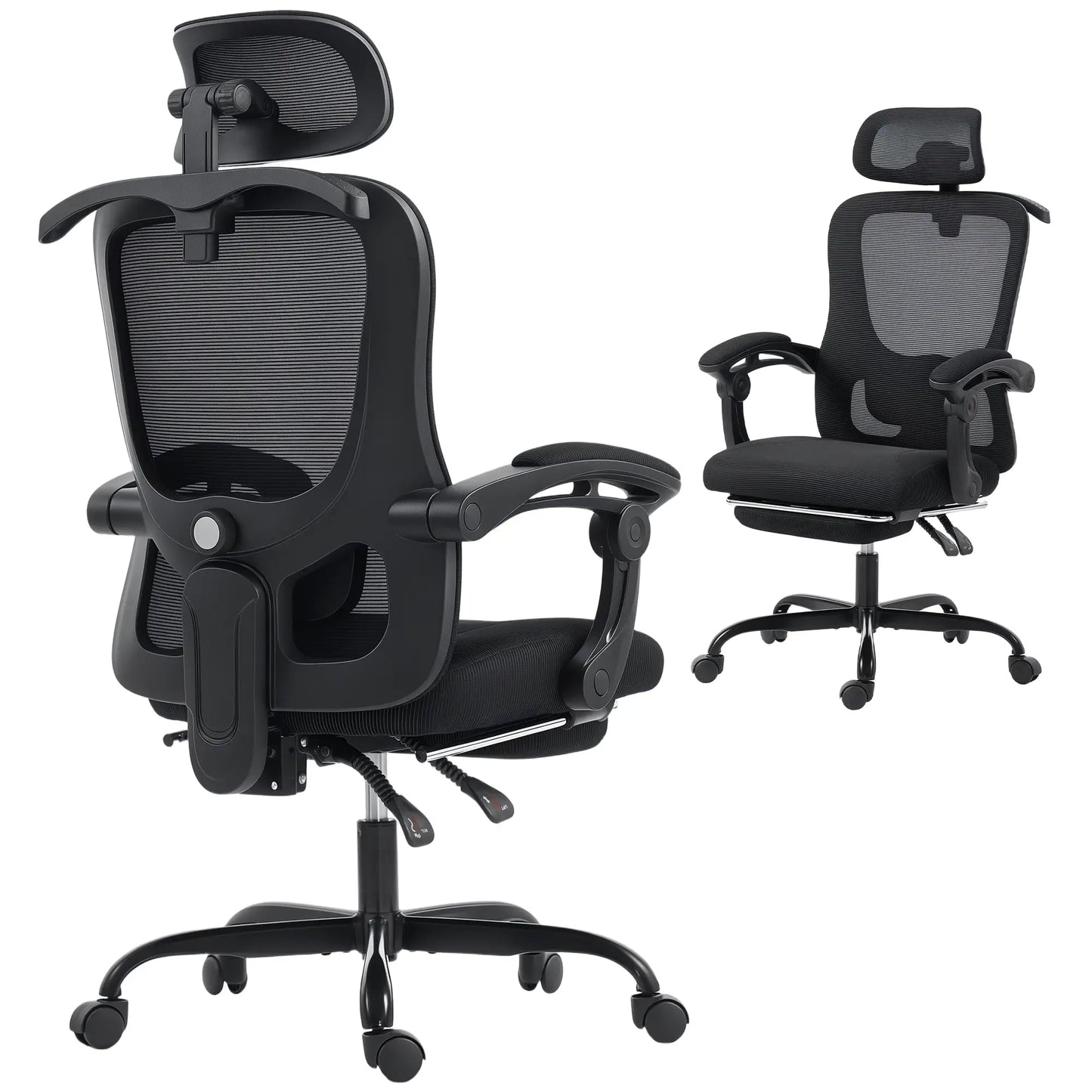 Ergonomic Mesh Office Chair, Adjustable Headrest, Lumbar Support, Black Task Chairs at Gallery Canada
