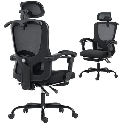 Ergonomic Mesh Office Chair, Adjustable Headrest, Lumbar Support, Black Task Chairs at Gallery Canada