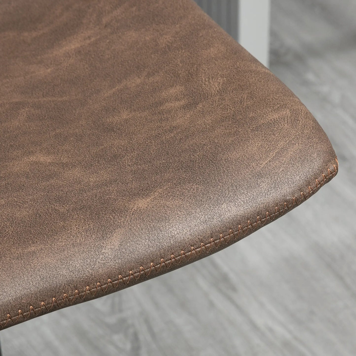 Adjustable Counter Height Bar Stools, Set of 2, 360° Swivel, Vintage Leather, Brown Bar Stools at Gallery Canada