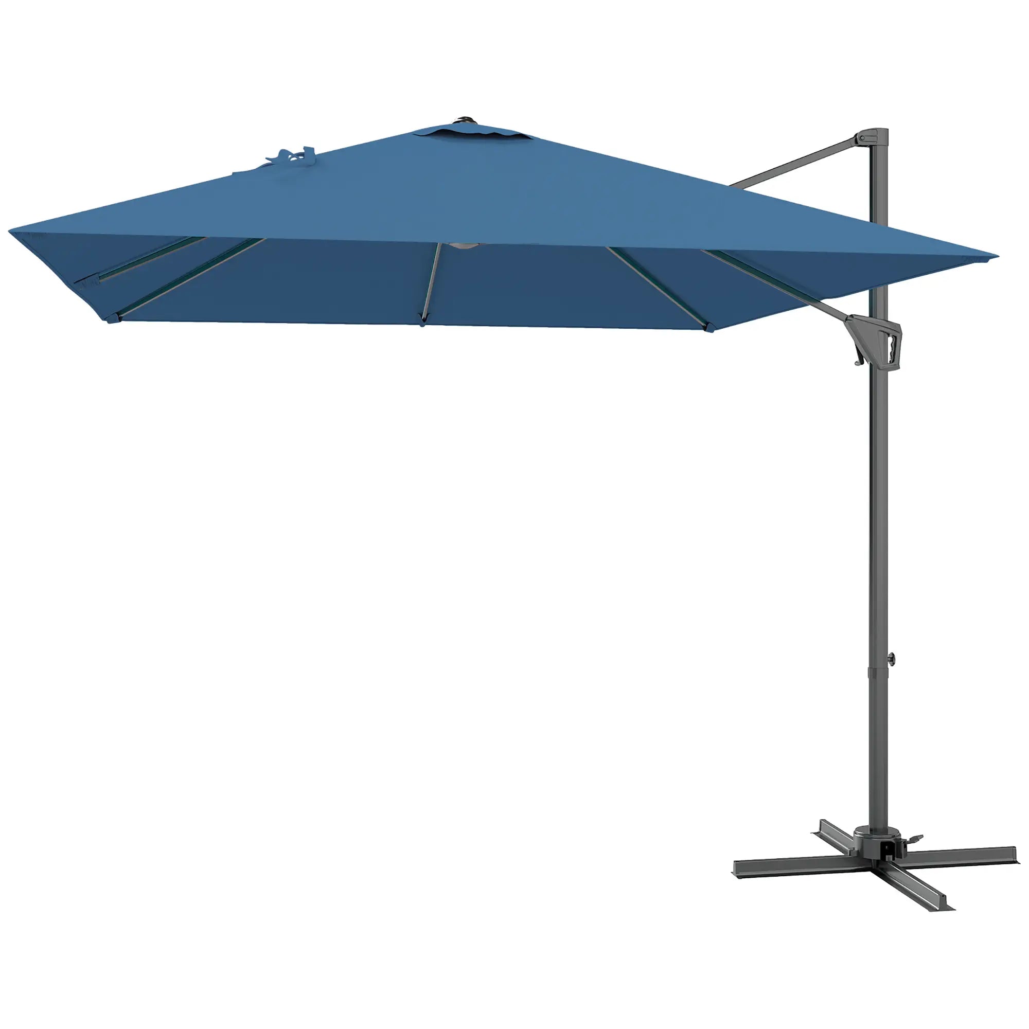 8'x8' Square Patio Hanging Offset Umbrella, Outdoor Cantilever, Navy Blue Offset Cantilever Umbrellas Navy Blue at Gallery Canada