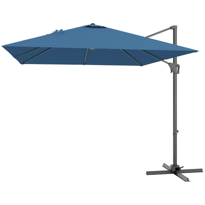 8'x8' Square Patio Hanging Offset Umbrella, Outdoor Cantilever, Navy Blue Offset Cantilever Umbrellas Navy Blue at Gallery Canada