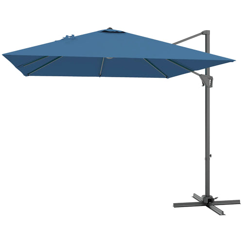 8'x8' Square Patio Hanging Offset Umbrella, Outdoor Cantilever, Navy Blue