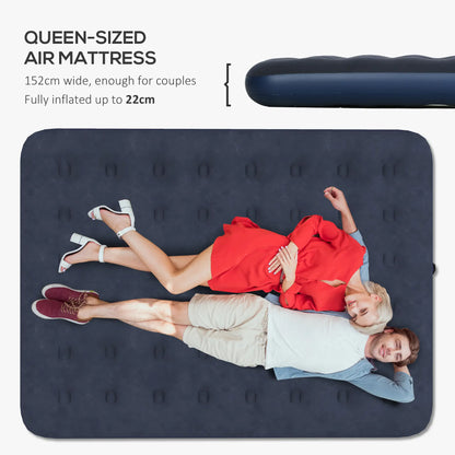 Queen Air Mattress, Inflatable Bed with Flocked Surface, Dark Blue Camping Cots at Gallery Canada