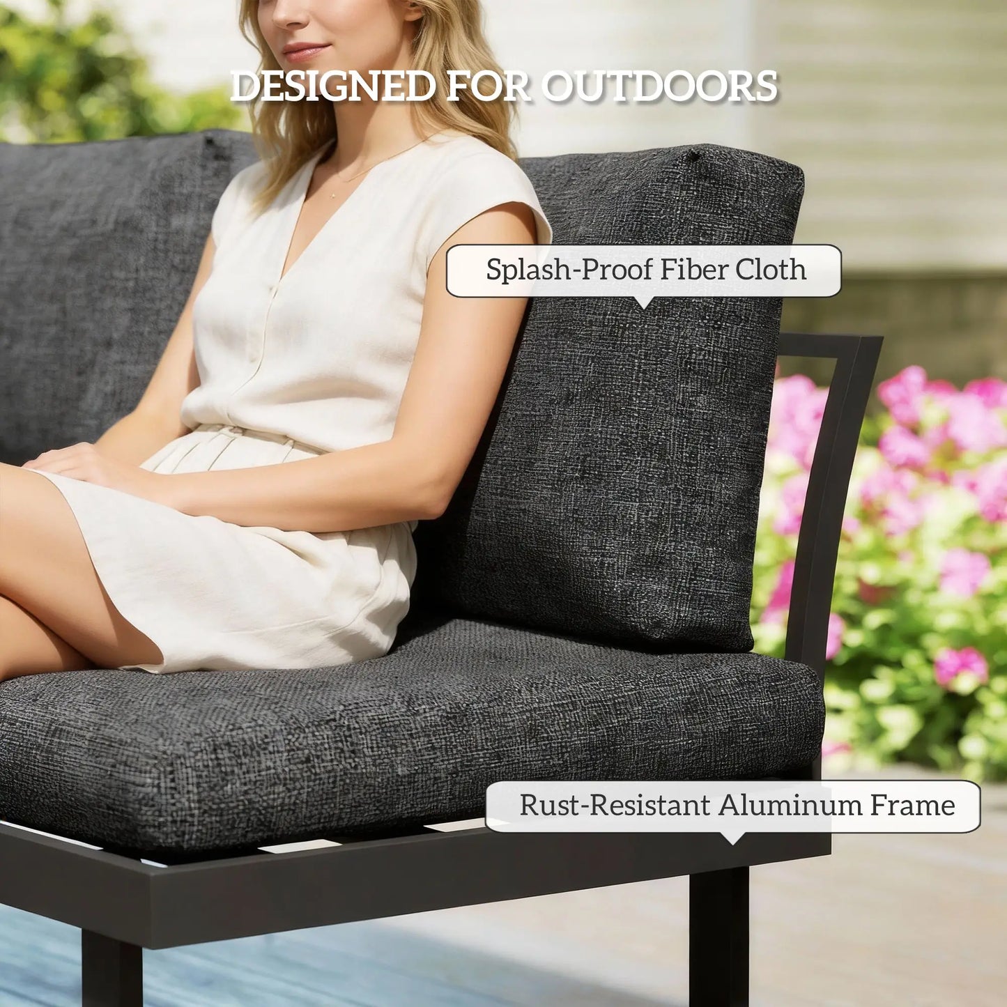 3-Piece Aluminum Corner Patio Set, 2 Loveseats, WPC Table, Grey Patio Furniture Sets at Gallery Canada