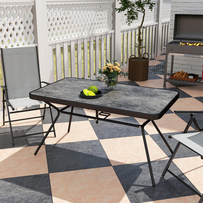 Rectangle Outdoor Dining Table for 6, 1.7" Umbrella Hole, 55" x 31.5" x 28" Patio Dinning Tables at Gallery Canada