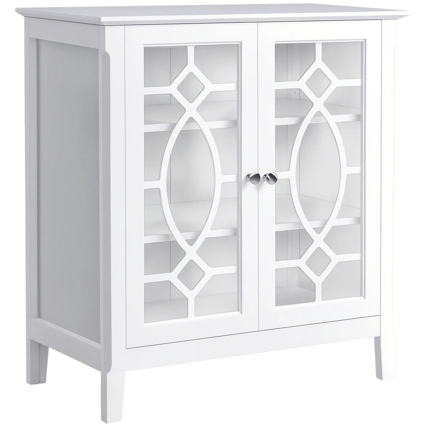 Sideboard Cabinet, Buffet Table, Double Glass Doors, 2 Shelves, White Bar Cabinets White at Gallery Canada