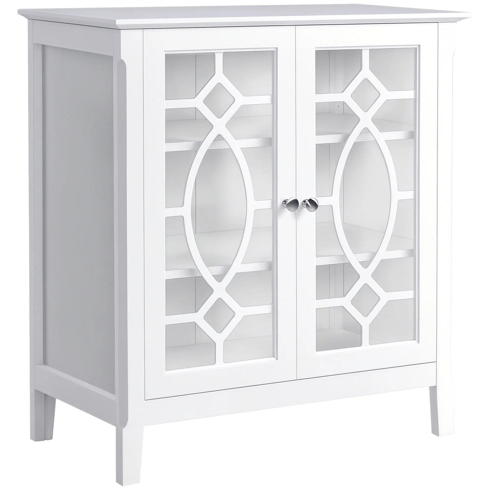 Sideboard Cabinet, Buffet Table, Double Glass Doors, 2 Shelves, White Bar Cabinets White at Gallery Canada