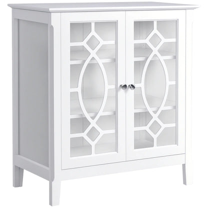 Sideboard Cabinet, Buffet Table, Double Glass Doors, 2 Shelves, White Bar Cabinets White at Gallery Canada