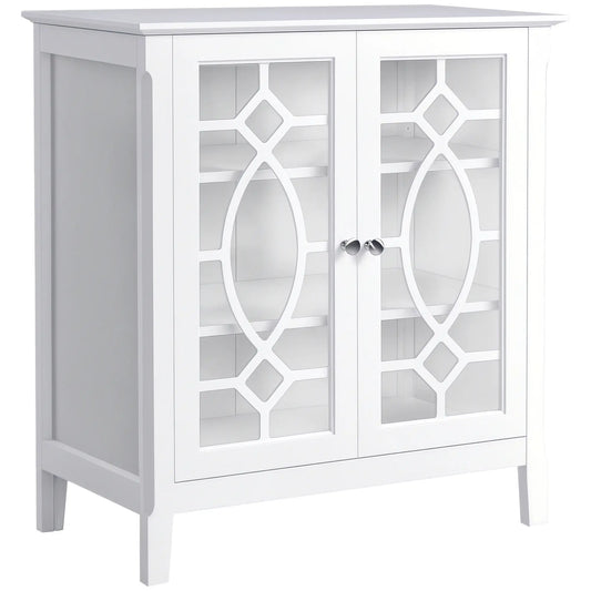 Sideboard Cabinet, Buffet Table, Double Glass Doors, 2 Shelves, White Bar Cabinets White at Gallery Canada