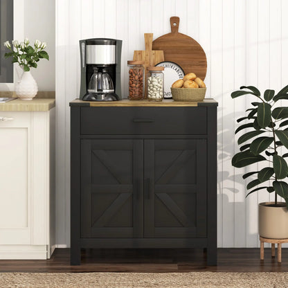 Farmhouse Buffet Cabinet, 1 Drawer, Storage Cabinet, Adjustable Shelf, Black Bar Cabinets at Gallery Canada