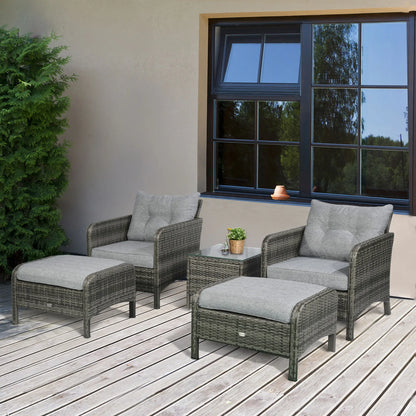 5-Piece Wicker Patio Sofa Set, Thick Padded Cushions, Light Grey Patio Furniture Sets at Gallery Canada