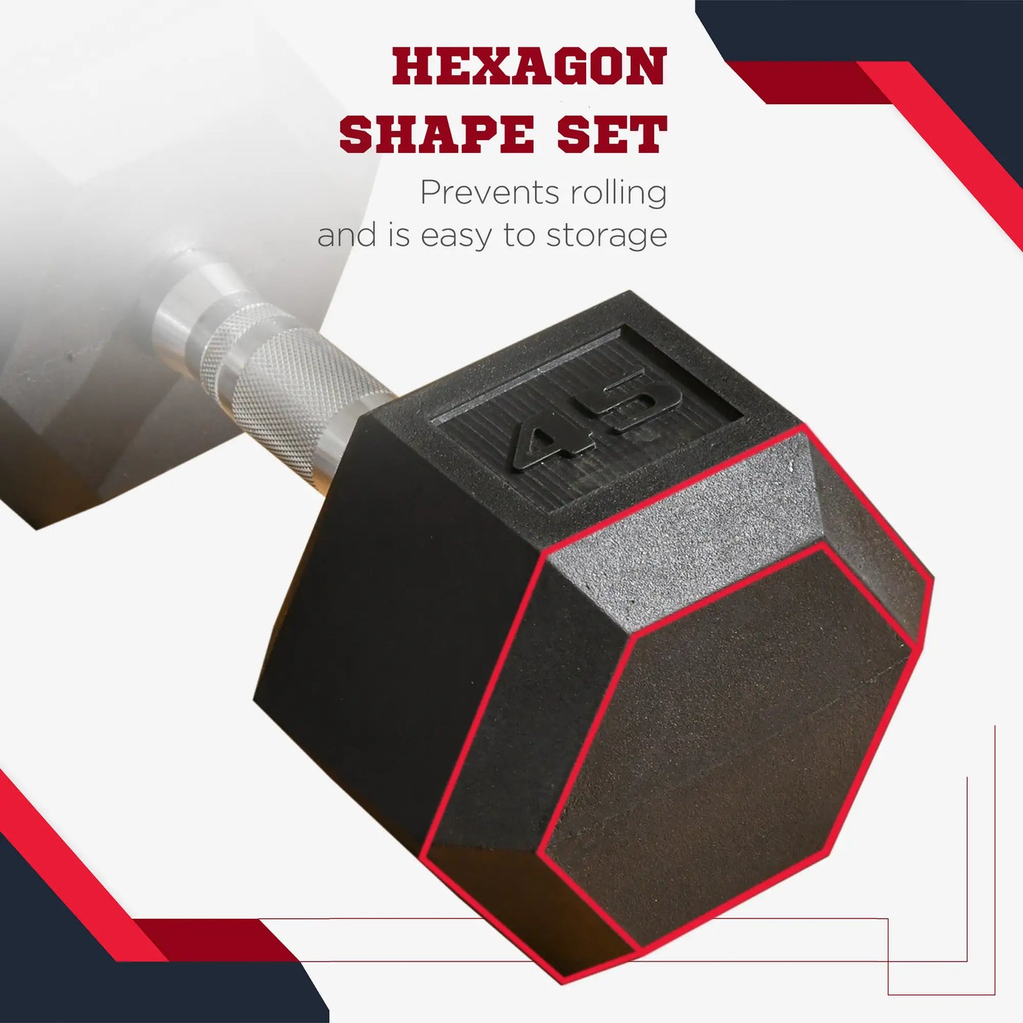 45lbs Rubber Hex Dumbbells, for Home Gym Fitness, Black Dumbbells & Barbells at Gallery Canada