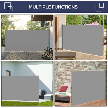 118" x 79" Outdoor Folding Privacy Screen, Retractable Side Awning, UV Wind Resistant, Light Grey Side Awnings at Gallery Canada