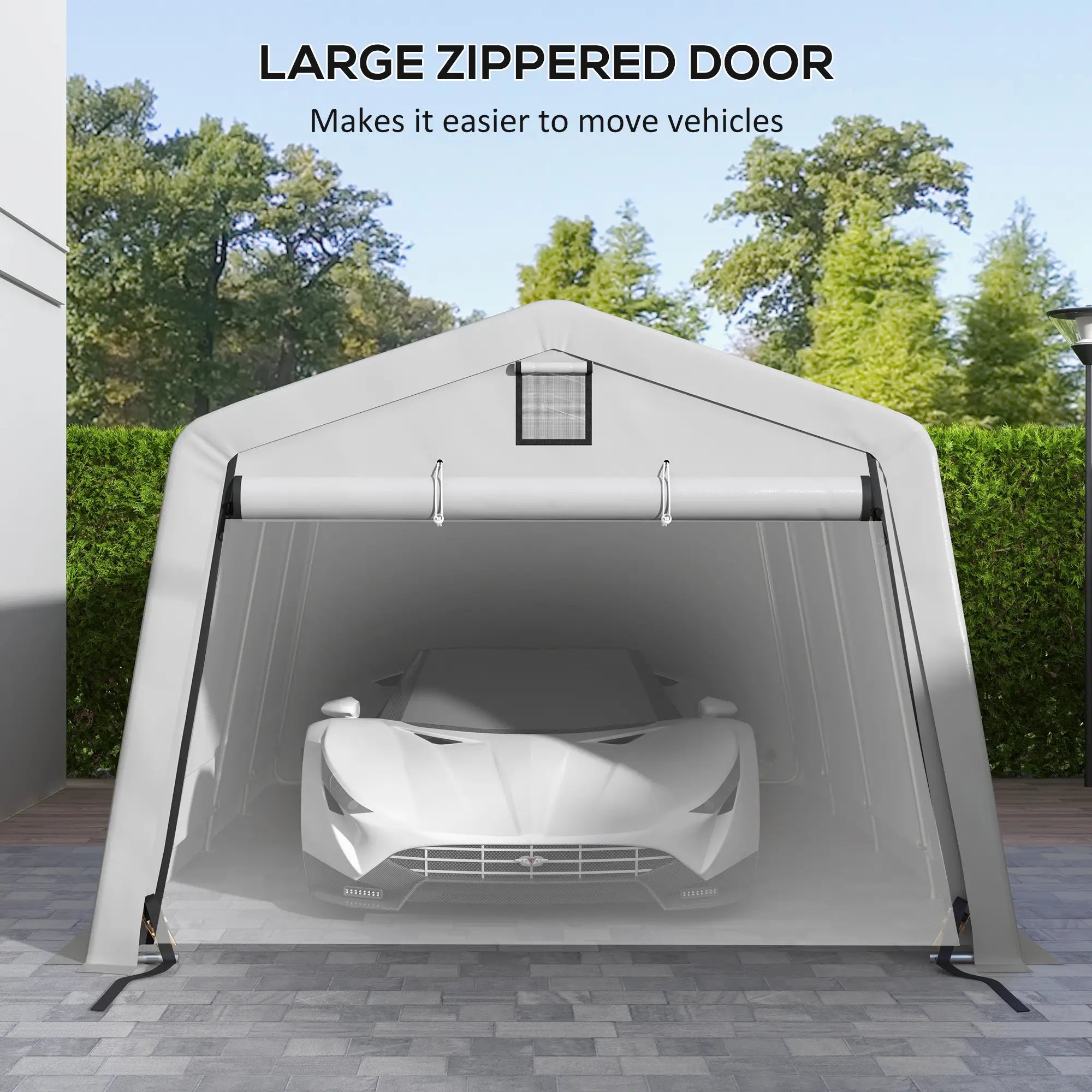 11' x 20' Portable Garage, Heavy Duty Carport, Grey Car Shelters at Gallery Canada