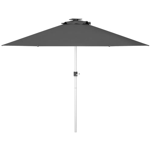 LED Patio Umbrella, Solar USB Charging, 4 Lighting Modes, Charcoal Grey