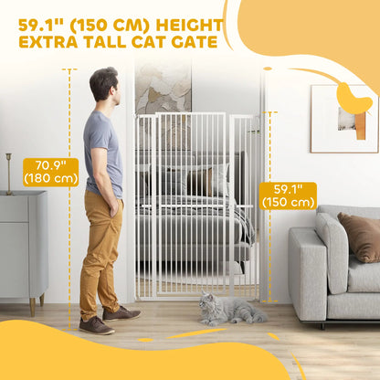 59" Extra Tall Cat Gate, 30"-41" with Extensions, White Pet Gates at Gallery Canada