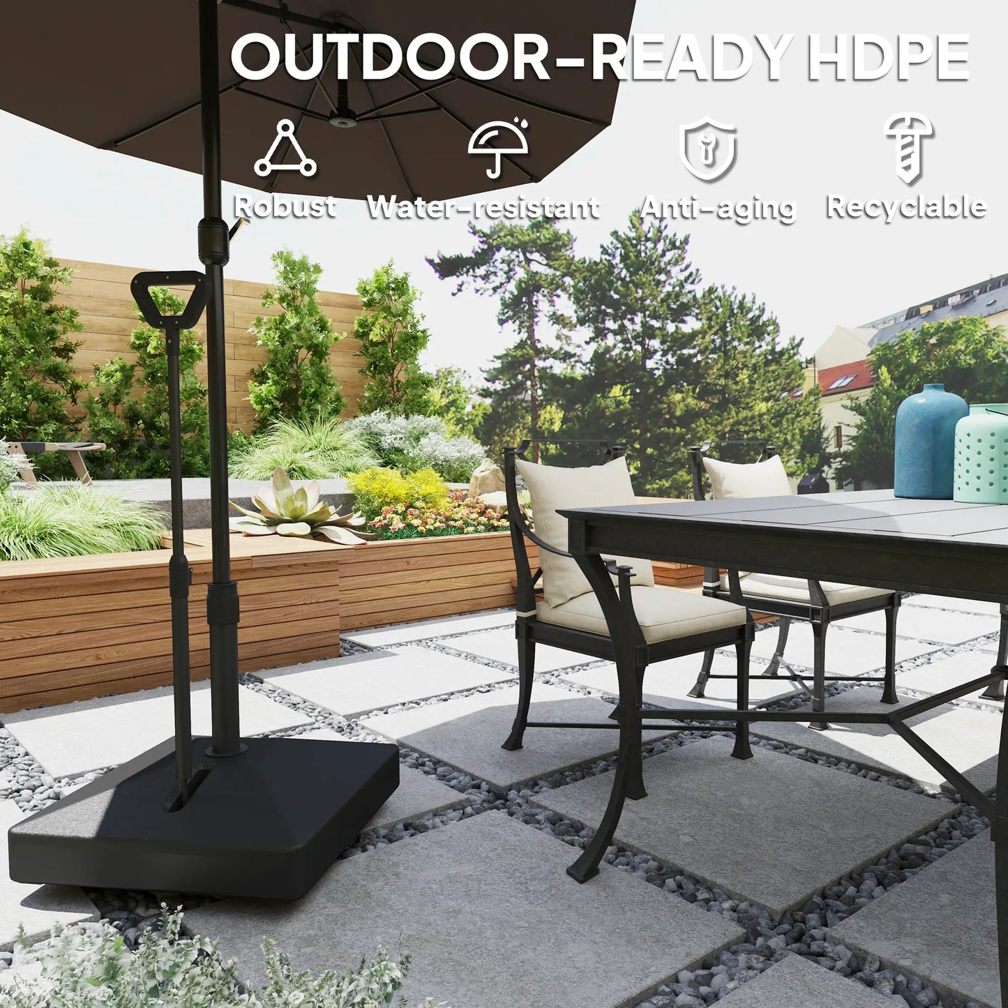 Adjustable Wheel Patio Umbrella Base, 121lbs Stand, 99lbs Water, Black Umbrella Bases at Gallery Canada