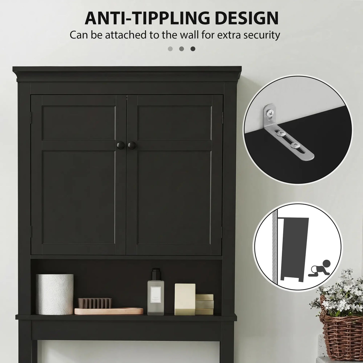 3-Tier Over Toilet Storage, Adjustable Shelf, Bathroom Laundry Bathroom Cabinets at Gallery Canada