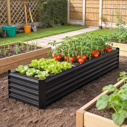 8 x 2.6 x 1.5ft Galvanized Raised Garden Bed, Black Outdoor Planter Box, Black Galvanized Planter Boxes at Gallery Canada