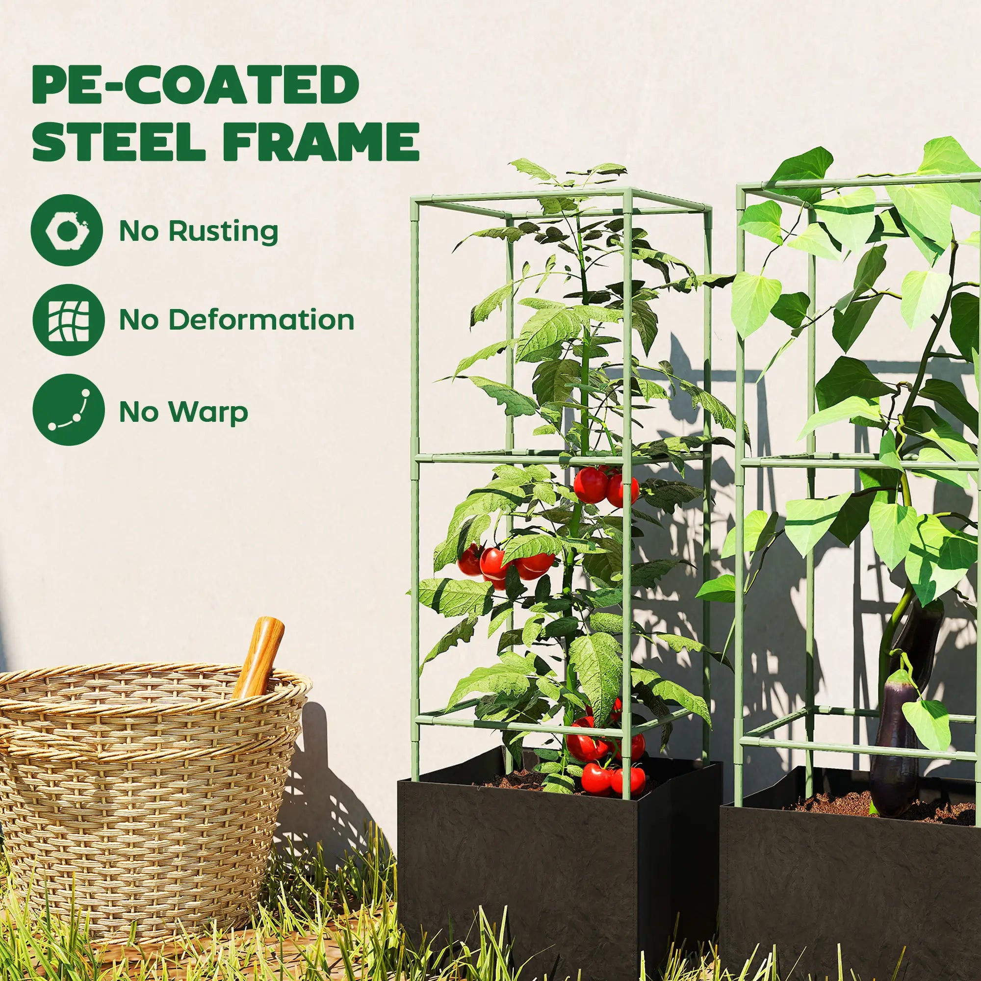 3 Tomato Cages With 13.5 Gallon Grow Bags, Adjustable Square Plant Trellis Raised Garden Beds at Gallery Canada