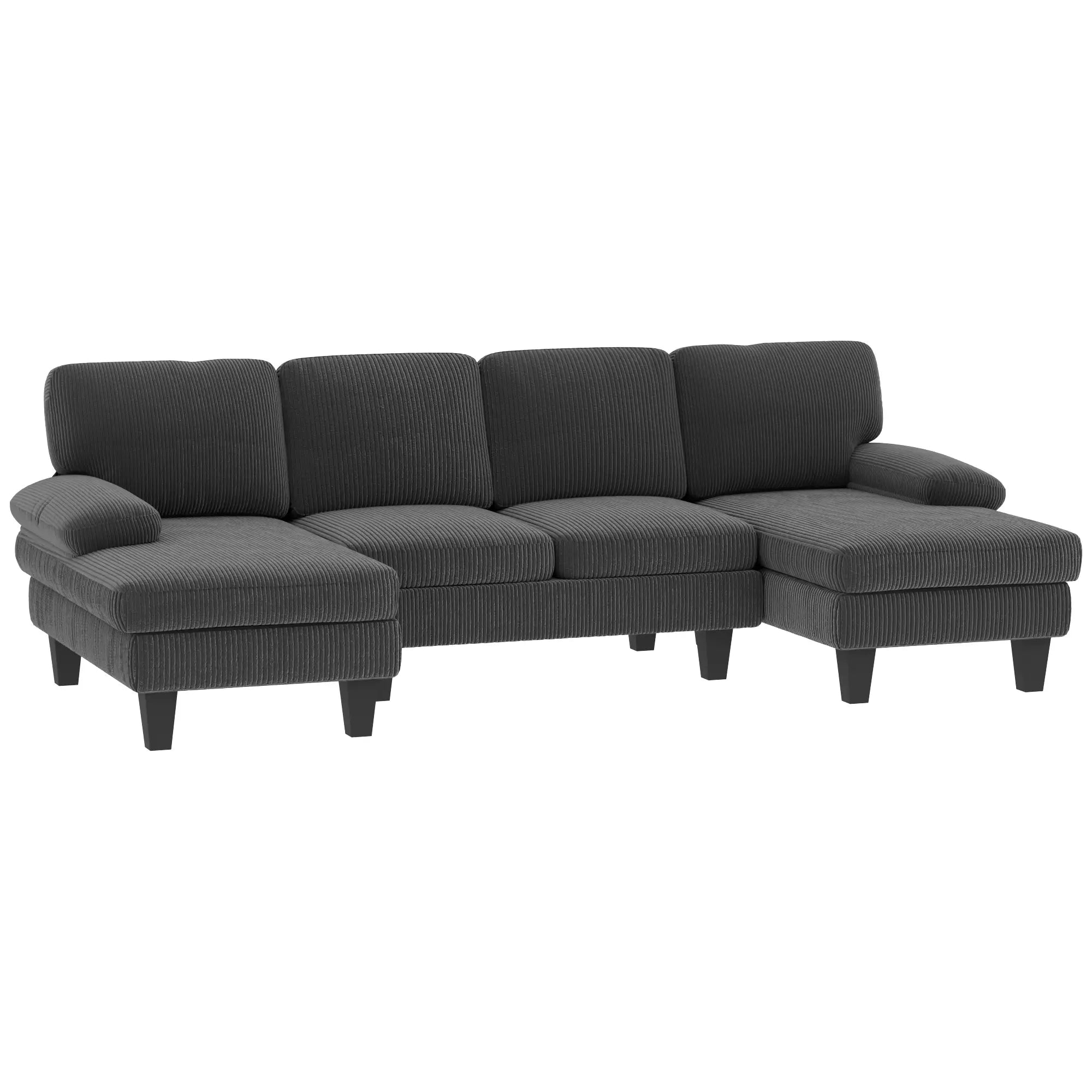 U Shaped Sectional Sofa, Double Chaise, 2200lb Capacity, Dark Grey 3-Seater Sofas at Gallery Canada