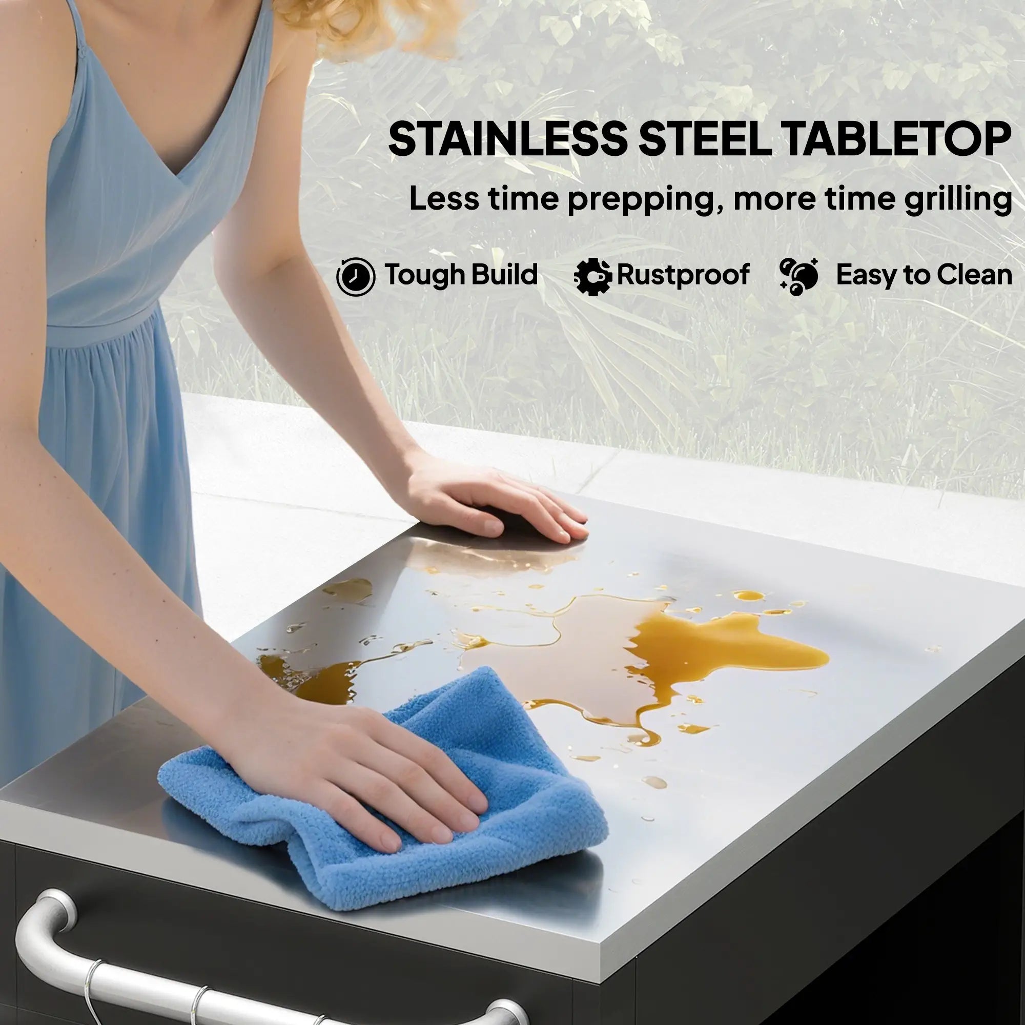 Outdoor BBQ Stand With Stainless Steel Top, Pizza Oven Table, Black Outdoor Grill Carts at Gallery Canada