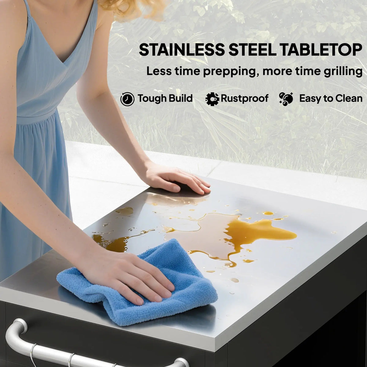 Outdoor BBQ Stand With Stainless Steel Top, Pizza Oven Table, Black Outdoor Grill Carts at Gallery Canada