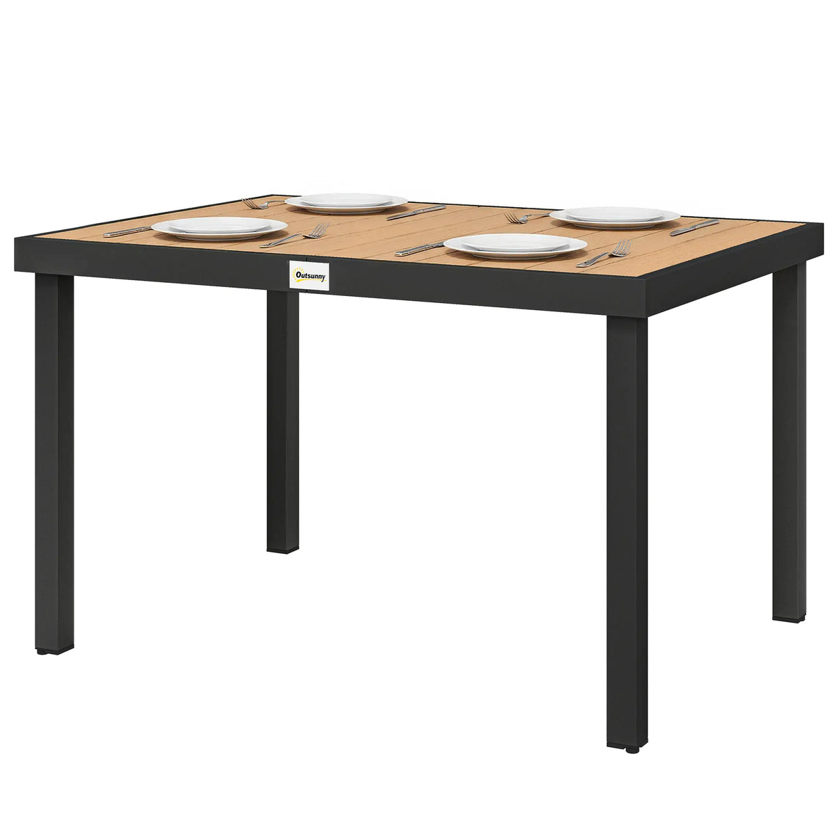 Aluminum Outdoor Dining Table for 6, 47.2" x 35.4" x 29.1", Natural Patio Dining Tables Natural, Black at Gallery Canada