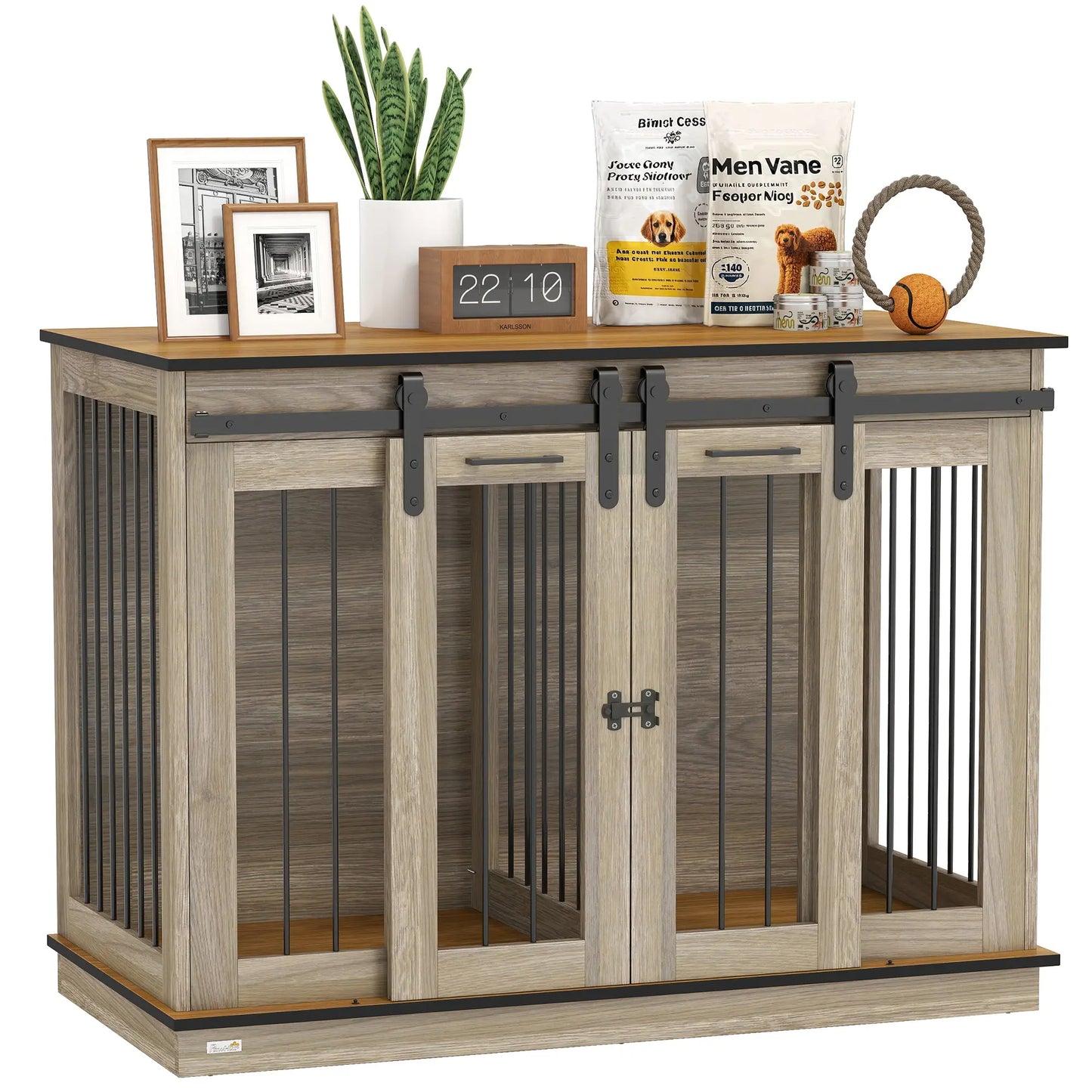 47in Wooden Dog Crate Furniture, Kennel TV Stand, Pet House Side Table, Oak Houses, Kennels & Pens Oak at Gallery Canada