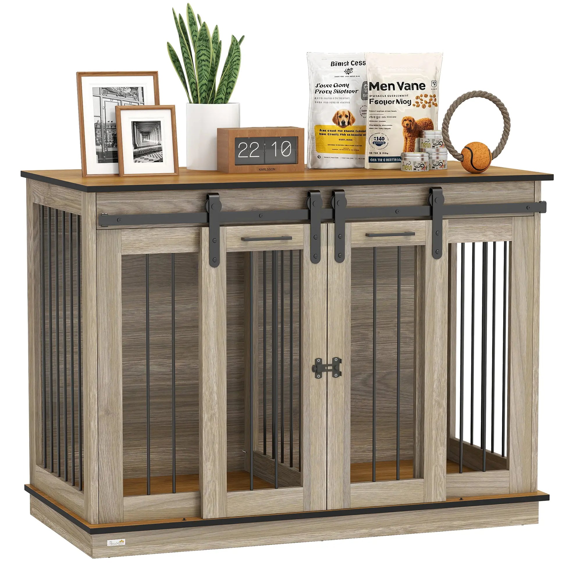 47in Wooden Dog Crate Furniture, Kennel TV Stand, Pet House Side Table, Oak Houses, Kennels & Pens Oak at Gallery Canada