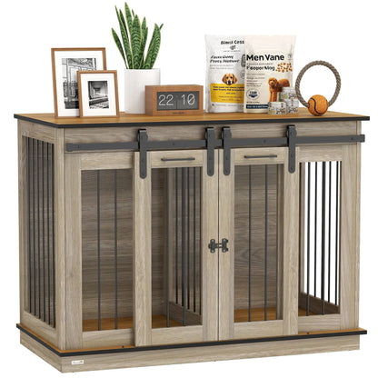 47in Wooden Dog Crate Furniture, Kennel TV Stand, Pet House Side Table, Oak Houses, Kennels & Pens Oak at Gallery Canada