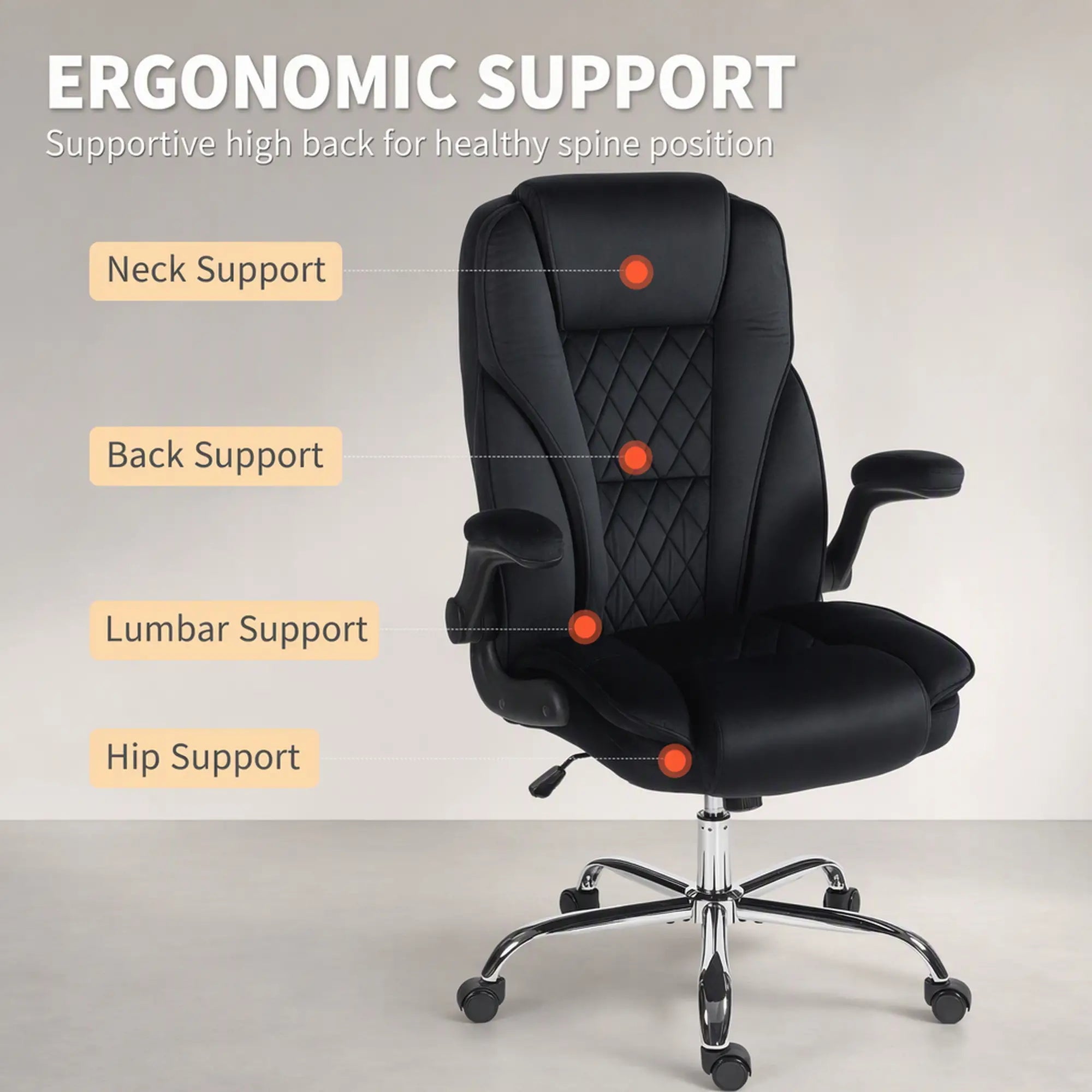 Executive Office Chair, Flip-Up Armrest, Diamond Fabric, Black Executive & Manager Chairs at Gallery Canada