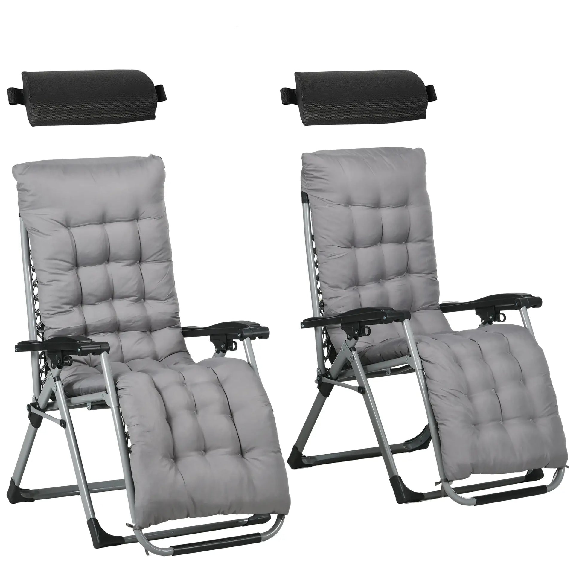 Folding Garden Chairs, Set of 2, Reclining Zero Gravity, Dark Grey Lounger Chairs at Gallery Canada