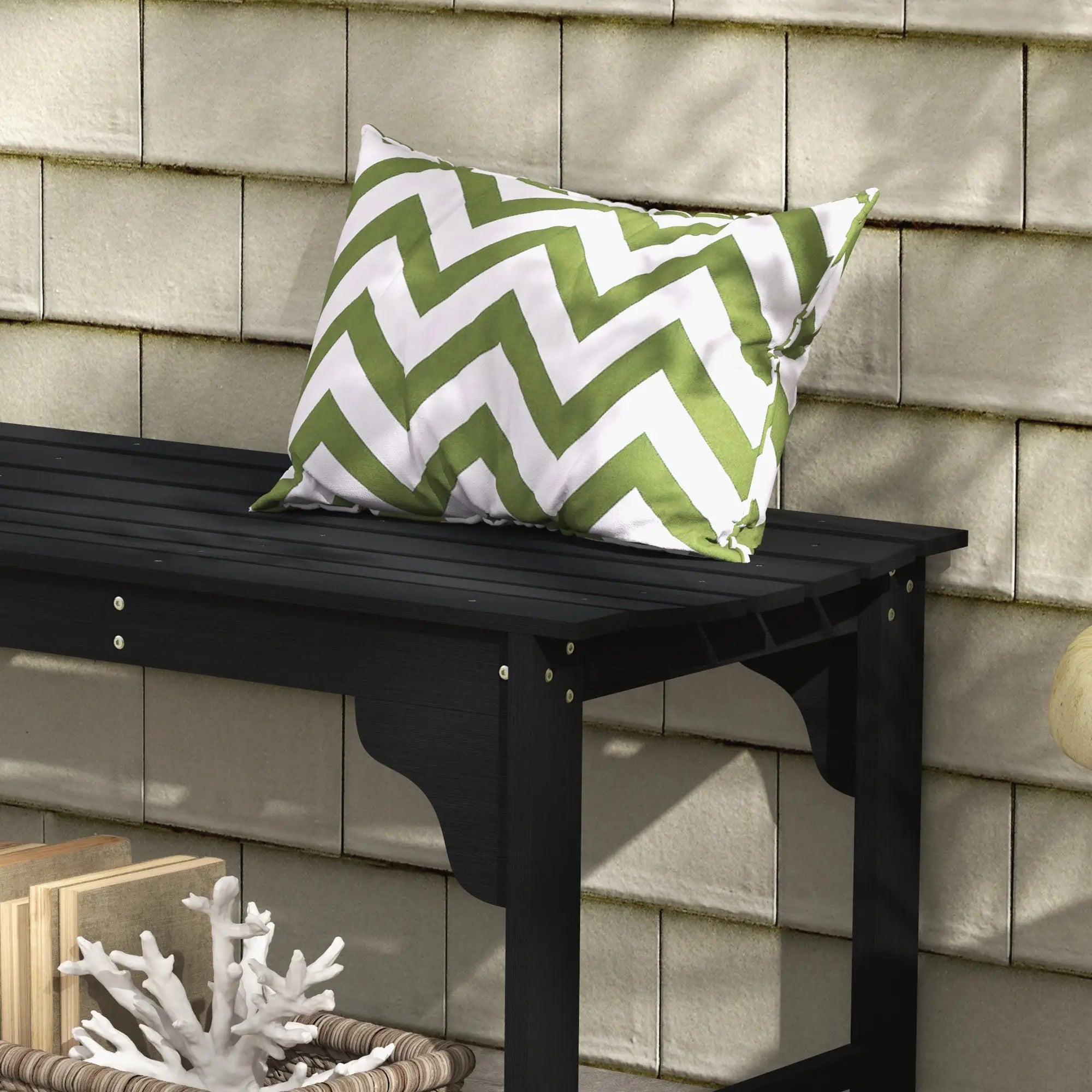 Wooden Garden Bench, Patio Double Park Bench, Black Outdoor Benches at Gallery Canada
