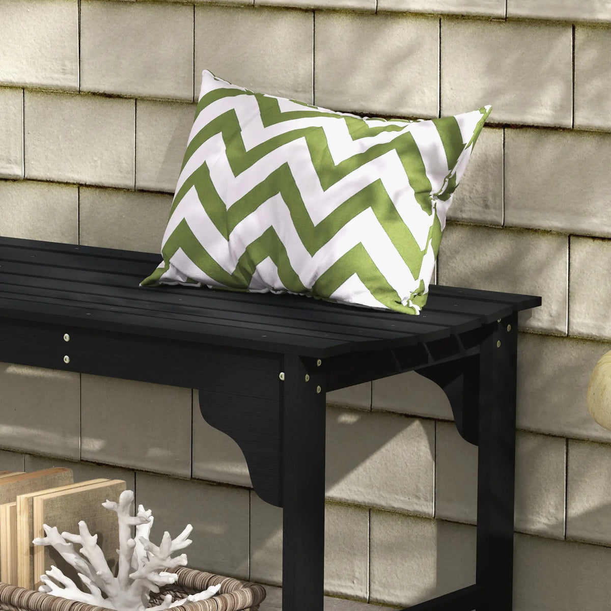 Wooden Garden Bench, Patio Double Park Bench, Black Outdoor Benches at Gallery Canada