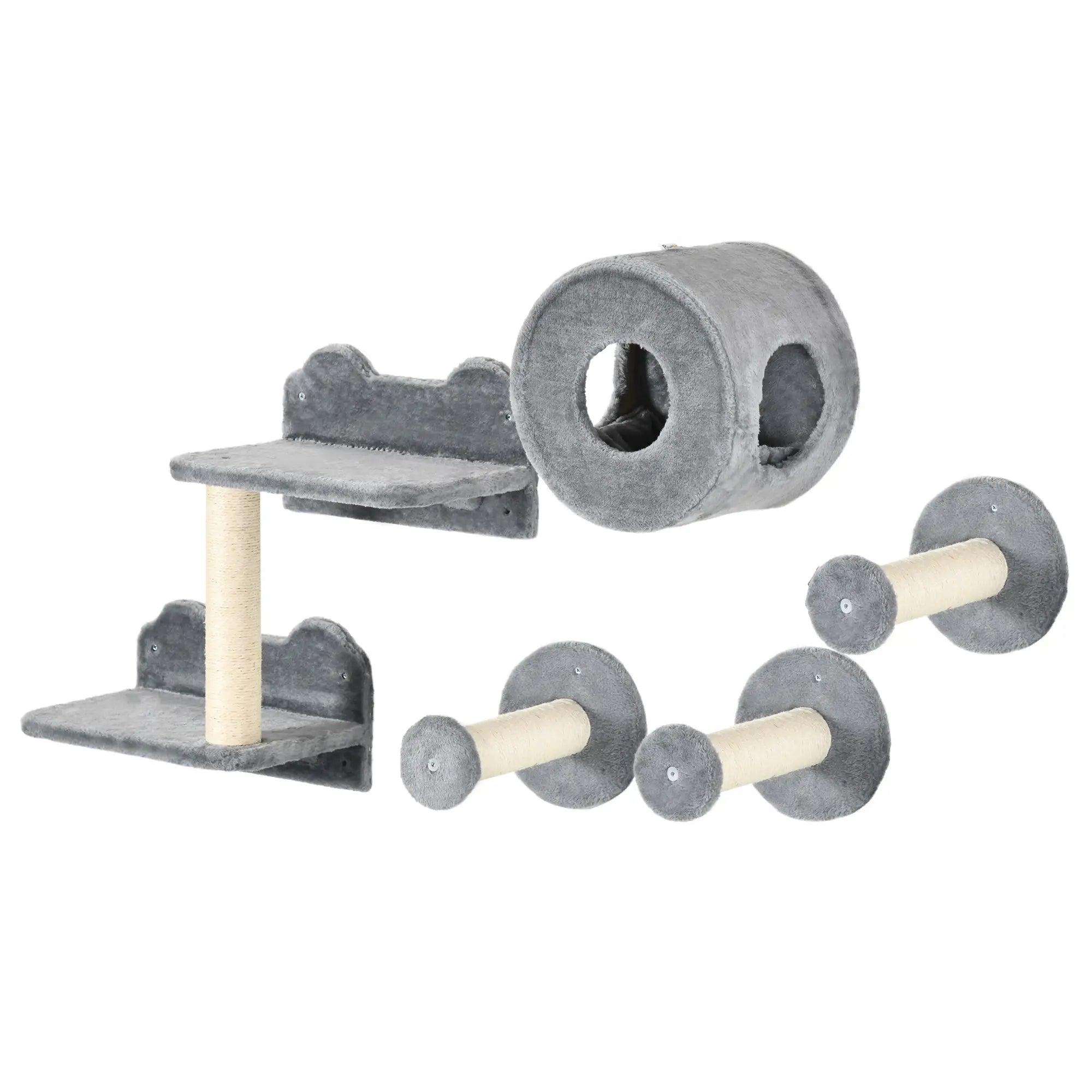 Wall-Mounted Pet Climbing Shelf Set, Grey Cat Climbing Wall Elephant Grey, Cream at Gallery Canada