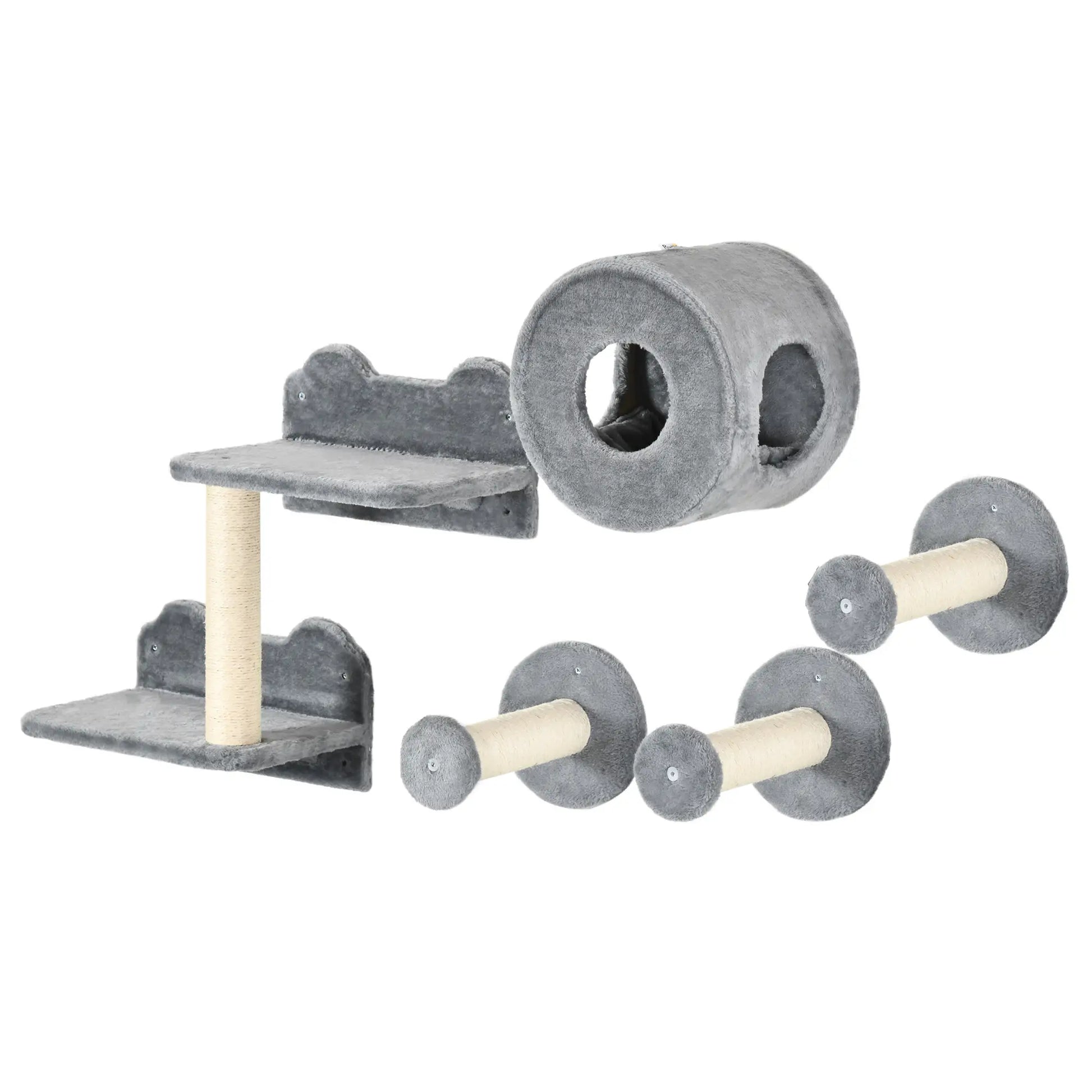 Wall-Mounted Pet Climbing Shelf Set, Grey Cat Climbing Wall Elephant Grey, Cream at Gallery Canada
