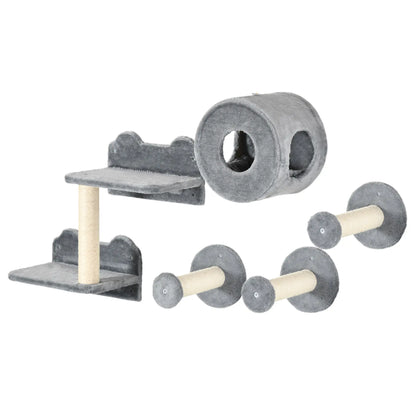 Wall-Mounted Pet Climbing Shelf Set, Grey Cat Climbing Wall Elephant Grey, Cream at Gallery Canada