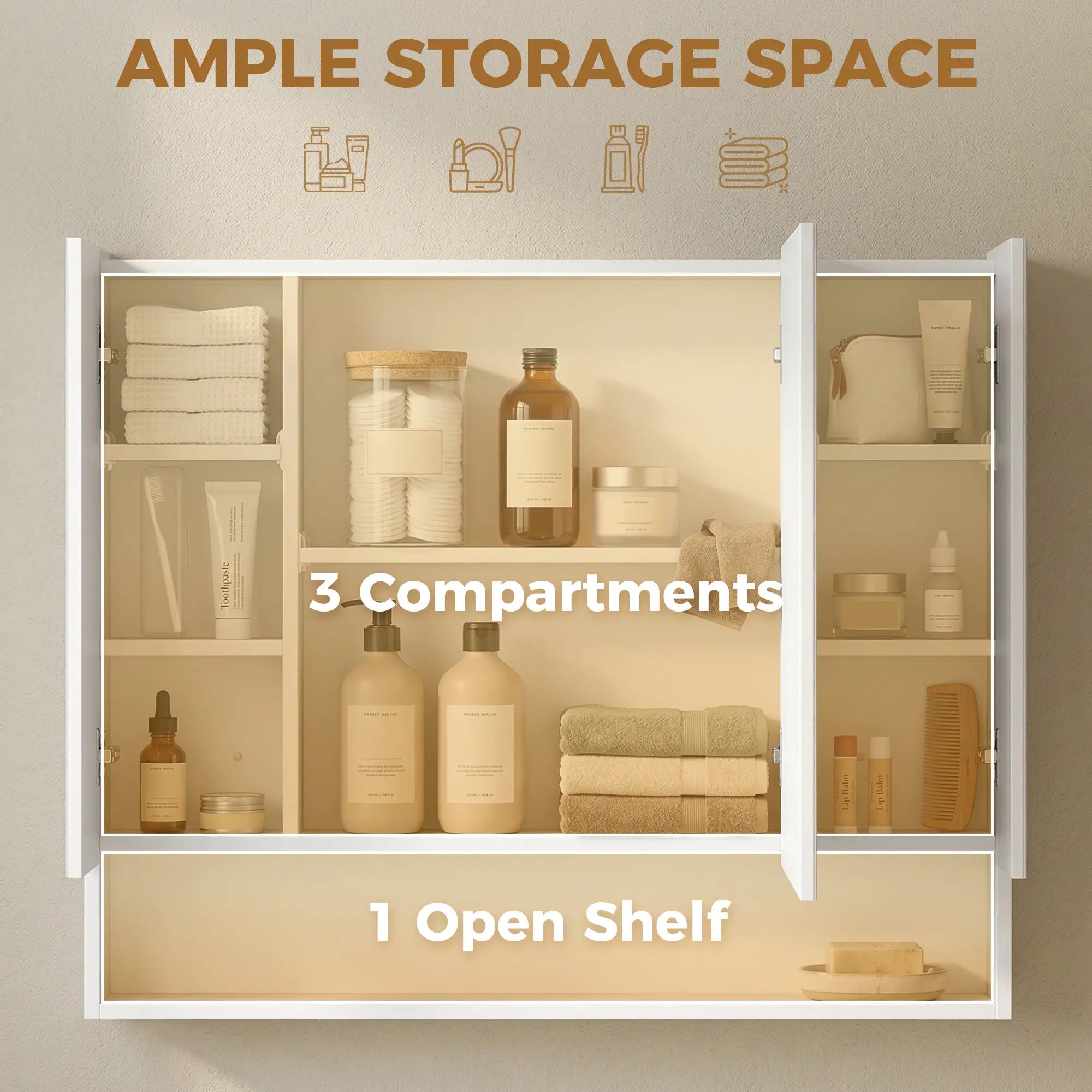 Wall Mounted Medicine Cabinet with Mirror, Adjustable Shelves, White Mirror Medicine Cabinets at Gallery Canada