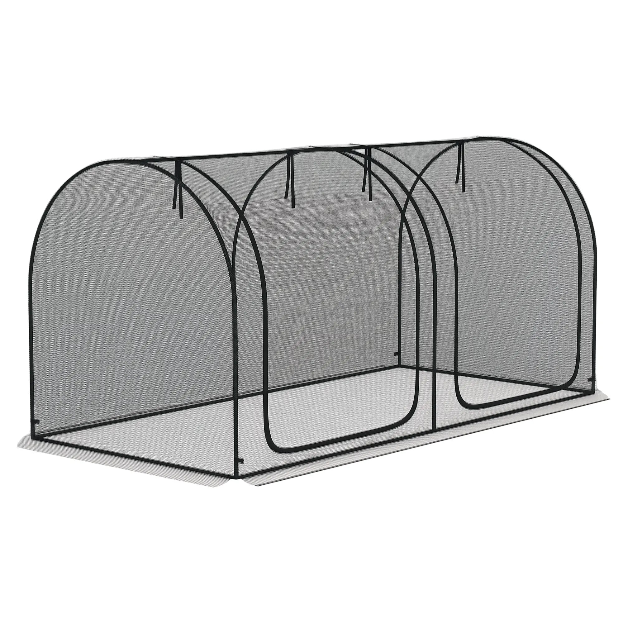 8' x 4' Crop Cage, Garden Plant Protector, 2 Zippered Doors, 6 Stakes, Black Walk In Greenhouses at Gallery Canada