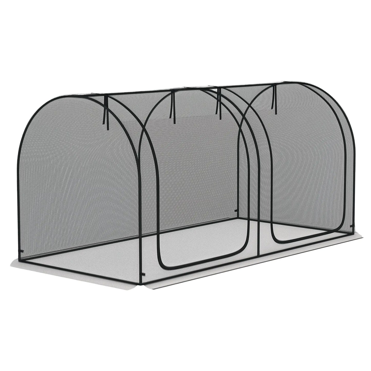 8' x 4' Crop Cage, Garden Plant Protector, 2 Zippered Doors, 6 Stakes, Black Walk In Greenhouses at Gallery Canada