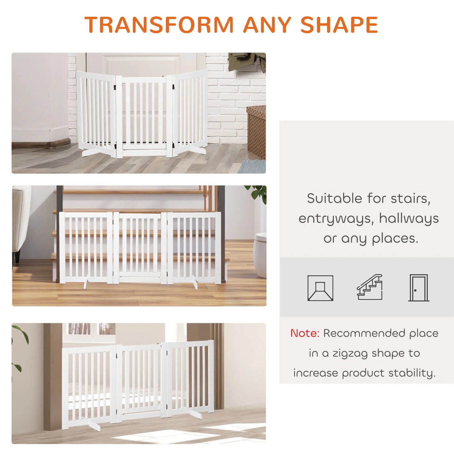 Wood Pet Gate, 3 Panel Folding, Indoor Dog Barrier, Z Shape Doorway Houses, Kennels & Pens at Gallery Canada